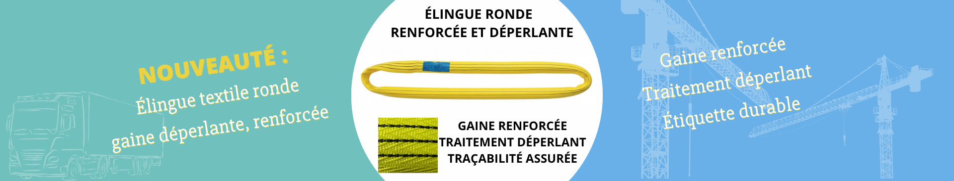 Elingue textile ronde gaine déperlante